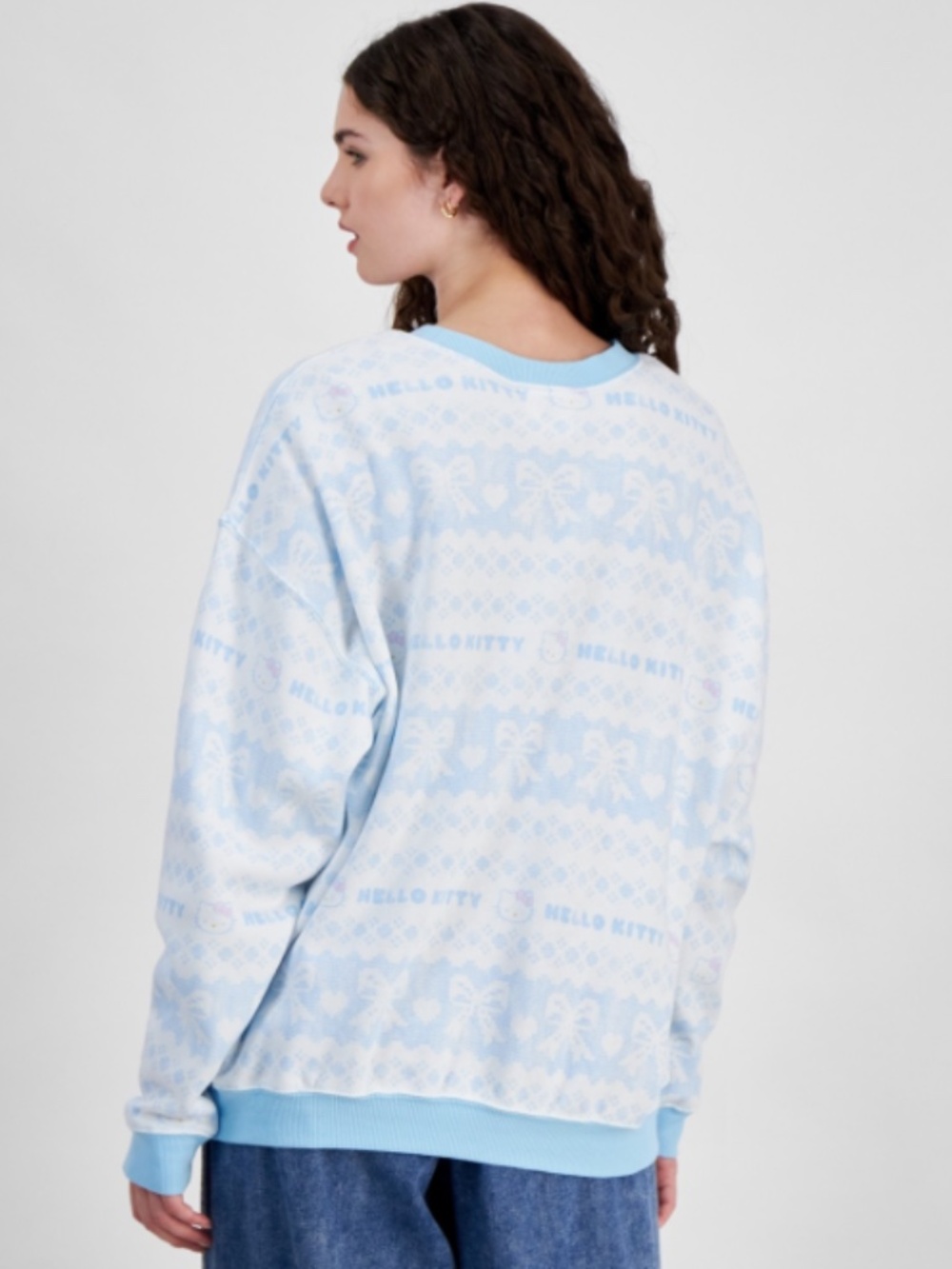Grayson Threads, the Label Juniors' Hello Kitty Fair Isle Sweatshirt -SIZE M NWT - Picture 2 of 3